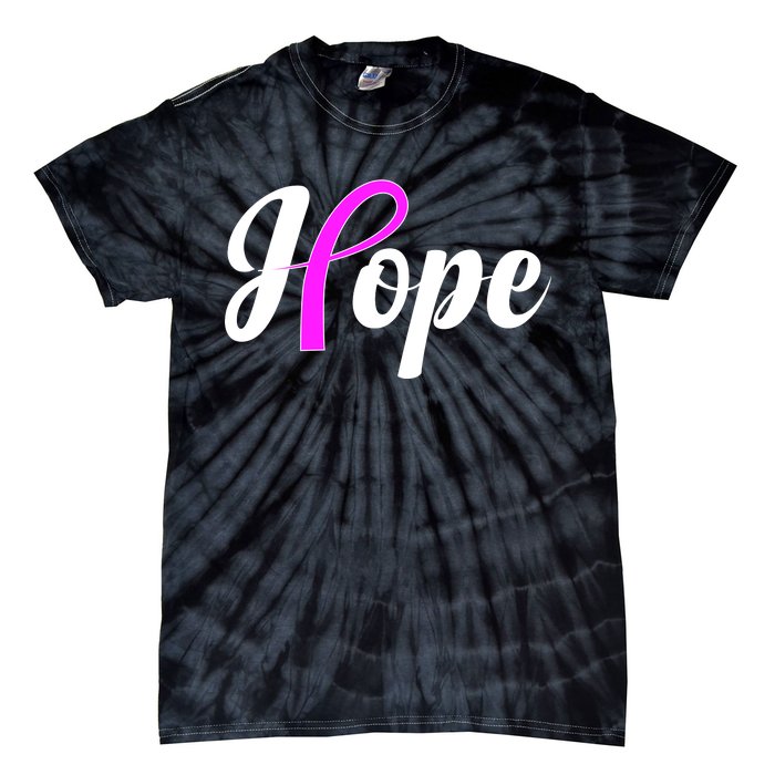 Breast Cancer Hope Ribbon Tribute Logo Tie-Dye T-Shirt