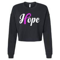 Breast Cancer Hope Ribbon Tribute Logo Cropped Pullover Crew