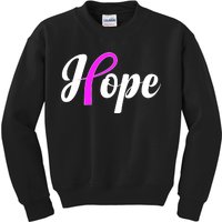 Breast Cancer Hope Ribbon Tribute Logo Kids Sweatshirt