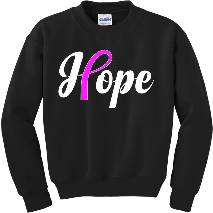 Breast Cancer Hope Ribbon Tribute Logo Kids Sweatshirt