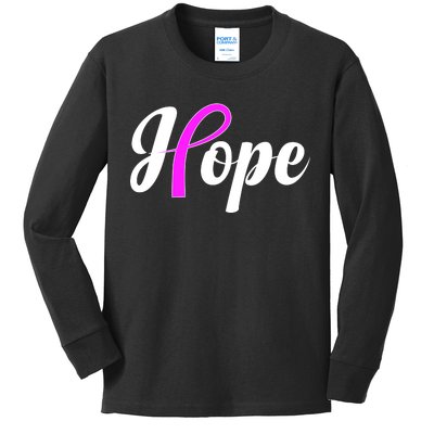 Breast Cancer Hope Ribbon Tribute Logo Kids Long Sleeve Shirt