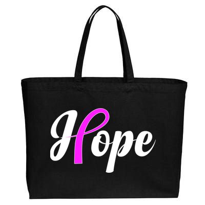 Breast Cancer Hope Ribbon Tribute Logo Cotton Canvas Jumbo Tote