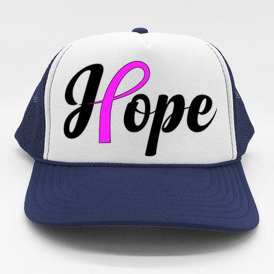 Breast Cancer Hope Ribbon Tribute Logo Trucker Hat