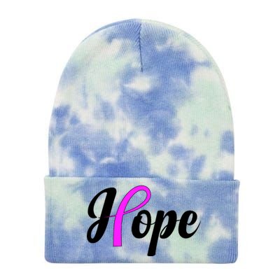 Breast Cancer Hope Ribbon Tribute Logo Tie Dye 12in Knit Beanie