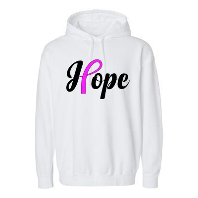 Breast Cancer Hope Ribbon Tribute Logo Garment-Dyed Fleece Hoodie