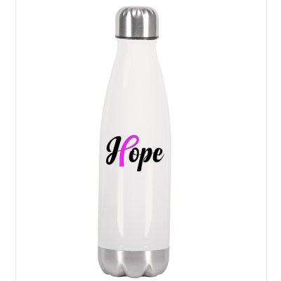 Breast Cancer Hope Ribbon Tribute Logo Stainless Steel Insulated Water Bottle