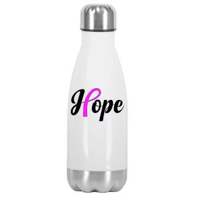 Breast Cancer Hope Ribbon Tribute Logo Stainless Steel Insulated Water Bottle