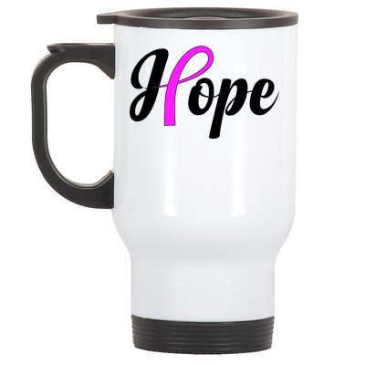 Breast Cancer Hope Ribbon Tribute Logo Stainless Steel Travel Mug