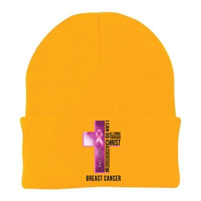 Breast Cancer I Can Do All Thing Through Christ Knit Cap Winter Beanie