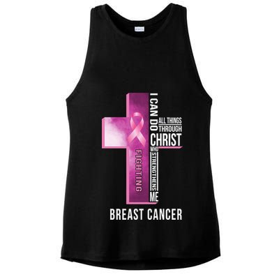 Breast Cancer I Can Do All Thing Through Christ Ladies PosiCharge Tri-Blend Wicking Tank