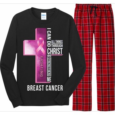 Breast Cancer I Can Do All Thing Through Christ Long Sleeve Pajama Set