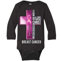 Breast Cancer I Can Do All Thing Through Christ Baby Long Sleeve Bodysuit