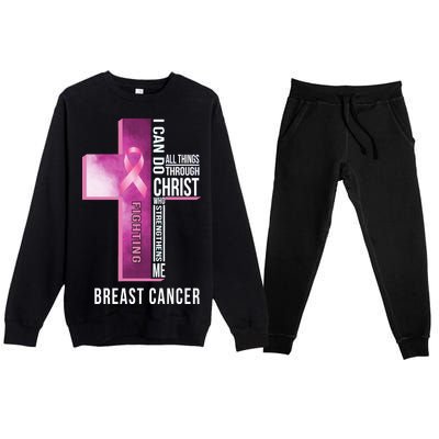 Breast Cancer I Can Do All Thing Through Christ Premium Crewneck Sweatsuit Set