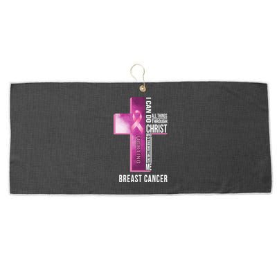 Breast Cancer I Can Do All Thing Through Christ Large Microfiber Waffle Golf Towel