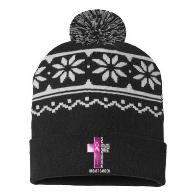 Breast Cancer I Can Do All Thing Through Christ USA-Made Snowflake Beanie