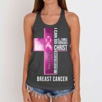 Breast Cancer I Can Do All Thing Through Christ Women's Knotted Racerback Tank