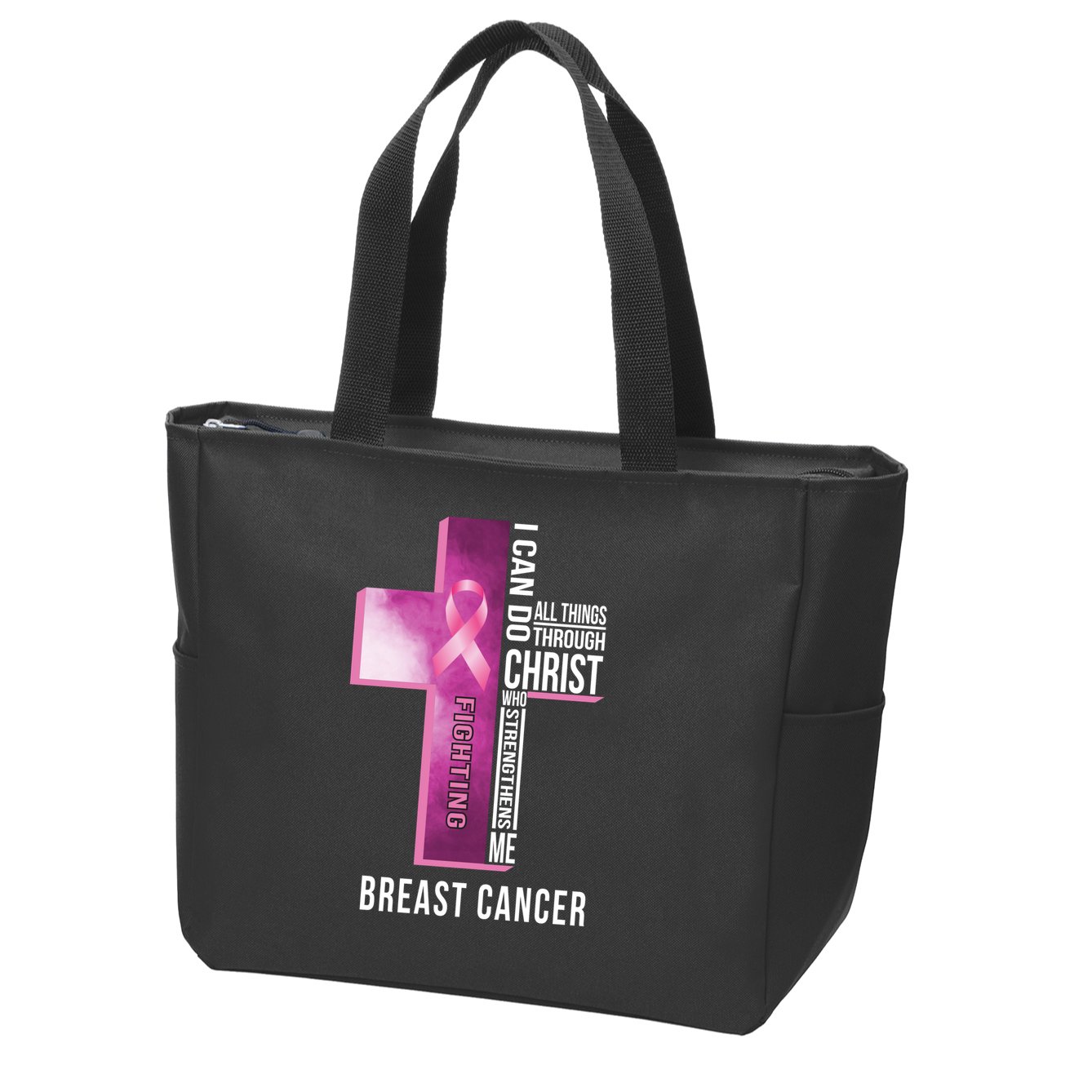 Breast Cancer I Can Do All Thing Through Christ Zip Tote Bag