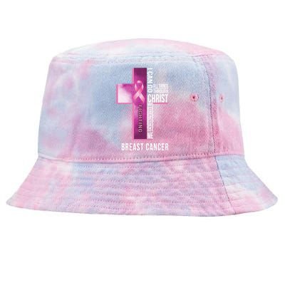 Breast Cancer I Can Do All Thing Through Christ Tie-Dyed Bucket Hat