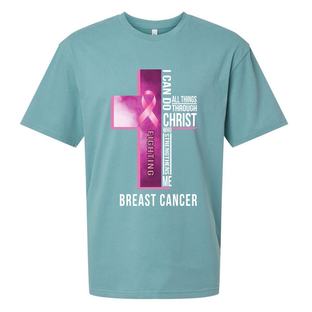 Breast Cancer I Can Do All Thing Through Christ Sueded Cloud Jersey T-Shirt