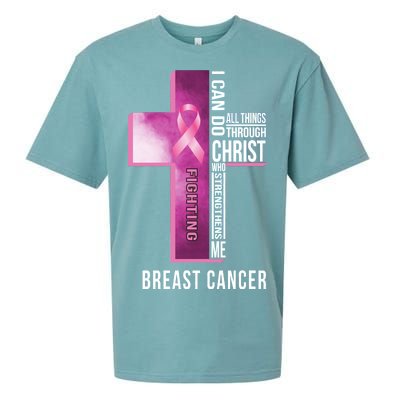 Breast Cancer I Can Do All Thing Through Christ Sueded Cloud Jersey T-Shirt