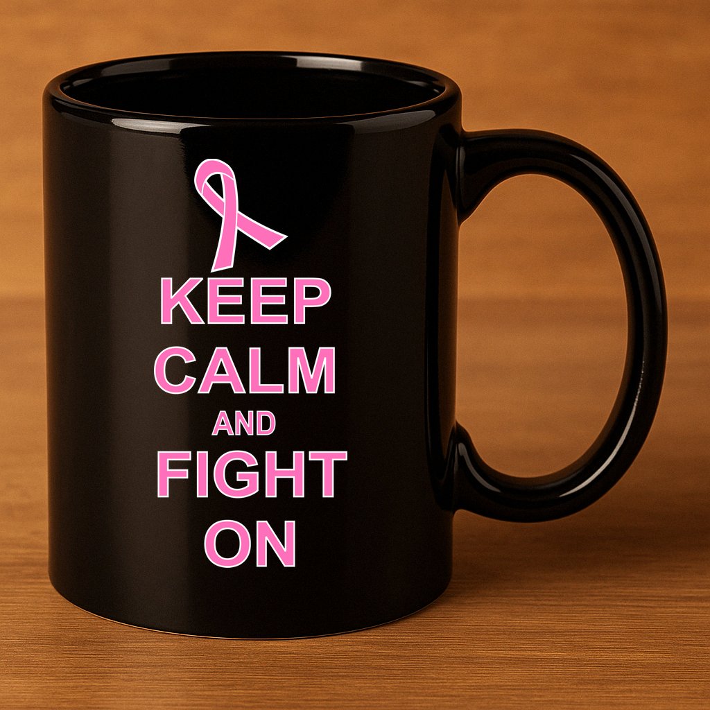Breast Cancer Keep Calm And Fight On 11oz C Handle Ceramic Mug