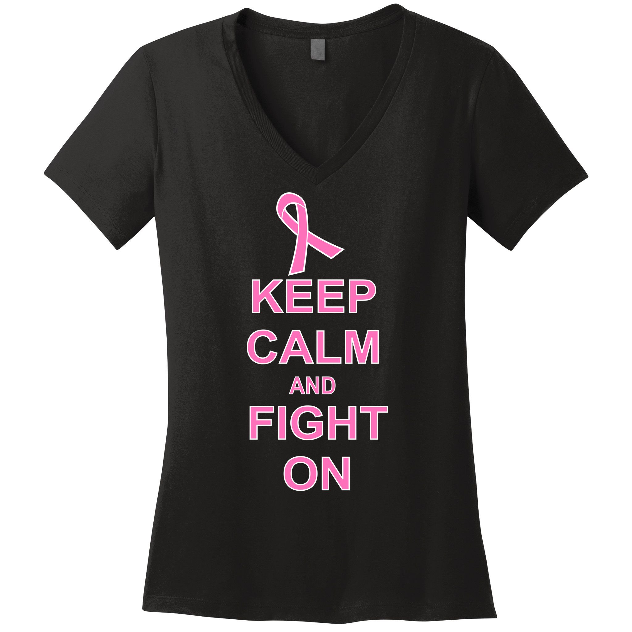 Breast Cancer Keep Calm And Fight On Women's V-Neck T-Shirt