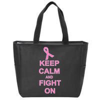 Breast Cancer Keep Calm And Fight On Zip Tote Bag