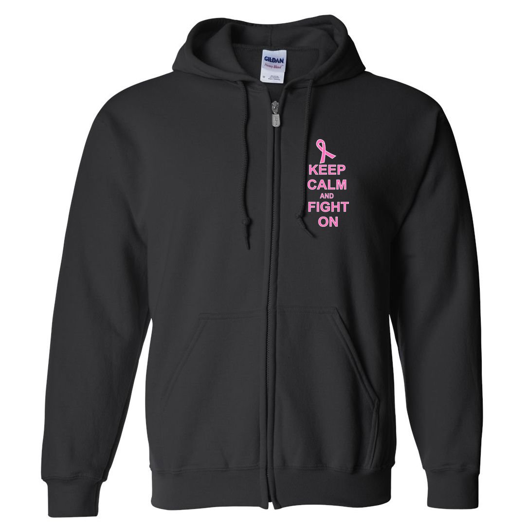 Breast Cancer Keep Calm And Fight On Full Zip Hoodie