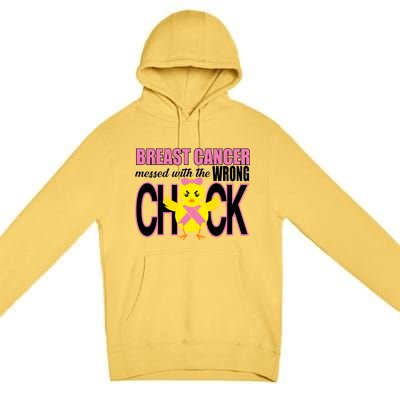 Breast Cancer Messed With The Wrong Chick Premium Pullover Hoodie