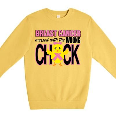 Breast Cancer Messed With The Wrong Chick Premium Crewneck Sweatshirt