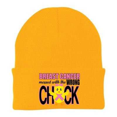 Breast Cancer Messed With The Wrong Chick Knit Cap Winter Beanie