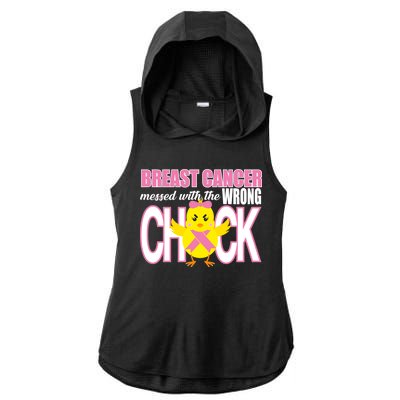 Breast Cancer Messed With The Wrong Chick Ladies PosiCharge Tri-Blend Wicking Draft Hoodie Tank