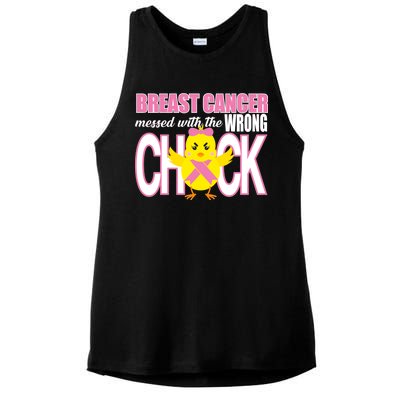 Breast Cancer Messed With The Wrong Chick Ladies PosiCharge Tri-Blend Wicking Tank