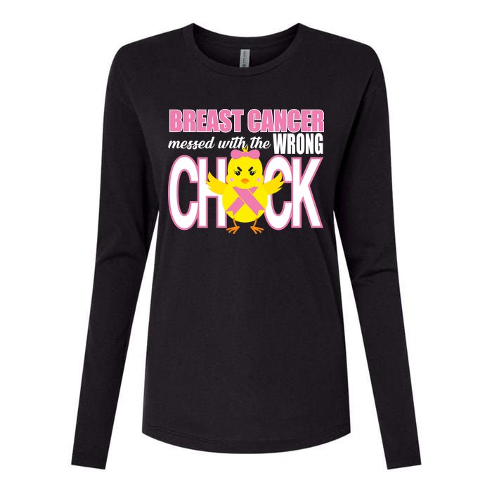 Breast Cancer Messed With The Wrong Chick Womens Cotton Relaxed Long Sleeve T-Shirt