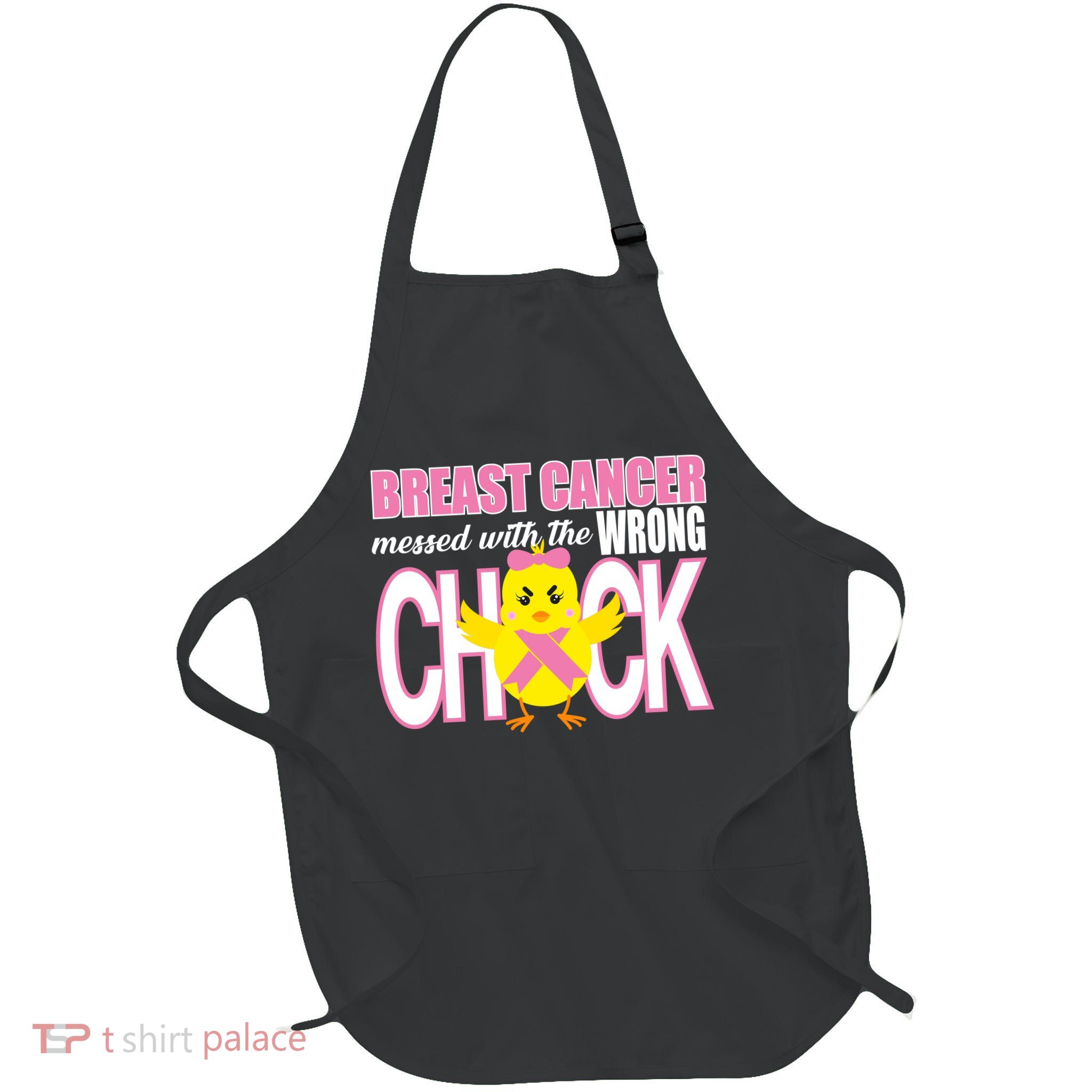 Breast Cancer Messed With The Wrong Chick Full-Length Apron With Pockets
