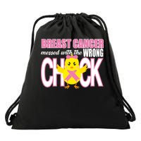 Breast Cancer Messed With The Wrong Chick Drawstring Bag