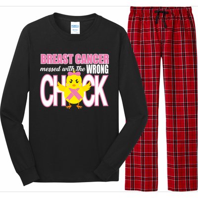 Breast Cancer Messed With The Wrong Chick Long Sleeve Pajama Set