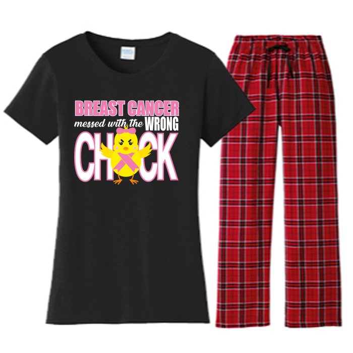 Breast Cancer Messed With The Wrong Chick Women's Flannel Pajama Set