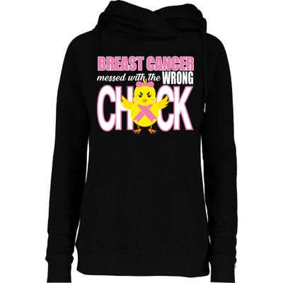 Breast Cancer Messed With The Wrong Chick Womens Funnel Neck Pullover Hood