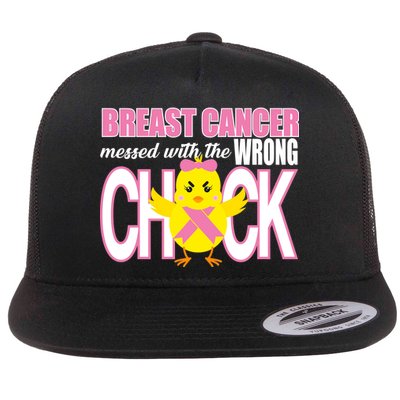 Breast Cancer Messed With The Wrong Chick Flat Bill Trucker Hat