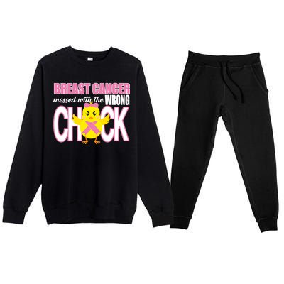 Breast Cancer Messed With The Wrong Chick Premium Crewneck Sweatsuit Set