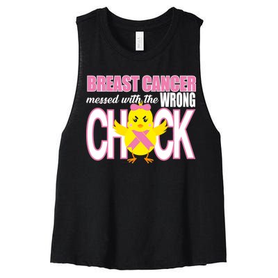 Breast Cancer Messed With The Wrong Chick Women's Racerback Cropped Tank