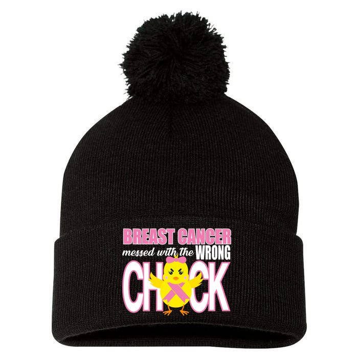 Breast Cancer Messed With The Wrong Chick Pom Pom 12in Knit Beanie