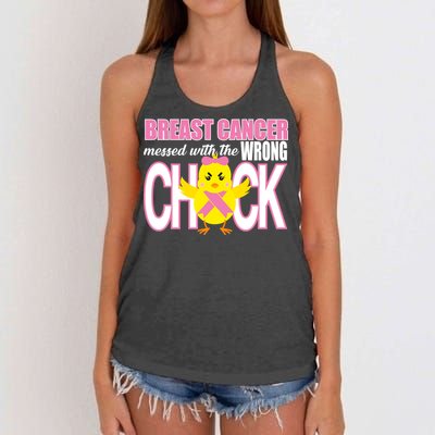 Breast Cancer Messed With The Wrong Chick Women's Knotted Racerback Tank