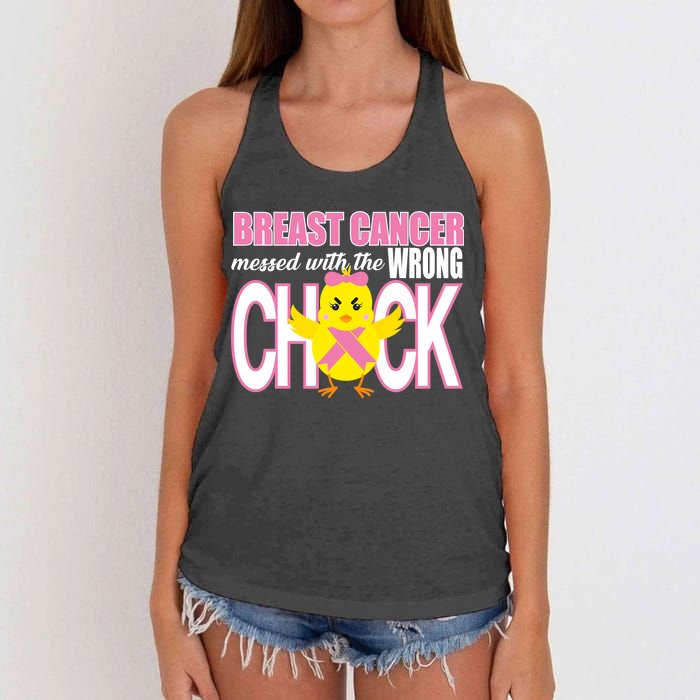 Breast Cancer Messed With The Wrong Chick Women's Knotted Racerback Tank