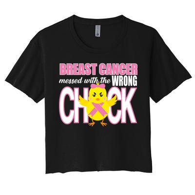 Breast Cancer Messed With The Wrong Chick Women's Crop Top Tee