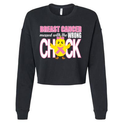 Breast Cancer Messed With The Wrong Chick Cropped Pullover Crew