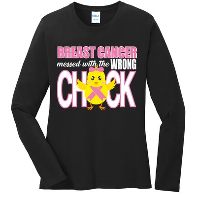 Breast Cancer Messed With The Wrong Chick Ladies Long Sleeve Shirt