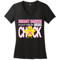 Breast Cancer Messed With The Wrong Chick Women's V-Neck T-Shirt