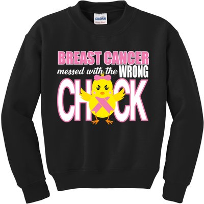 Breast Cancer Messed With The Wrong Chick Kids Sweatshirt